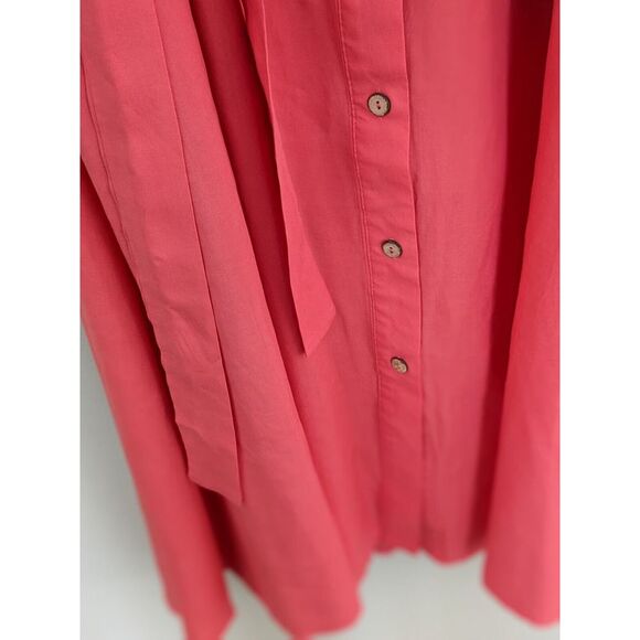 Lulus Capri Coast Coral Pink Button-Front Midi Dress Size‎ 6 NWT - Picture 4 of 7
